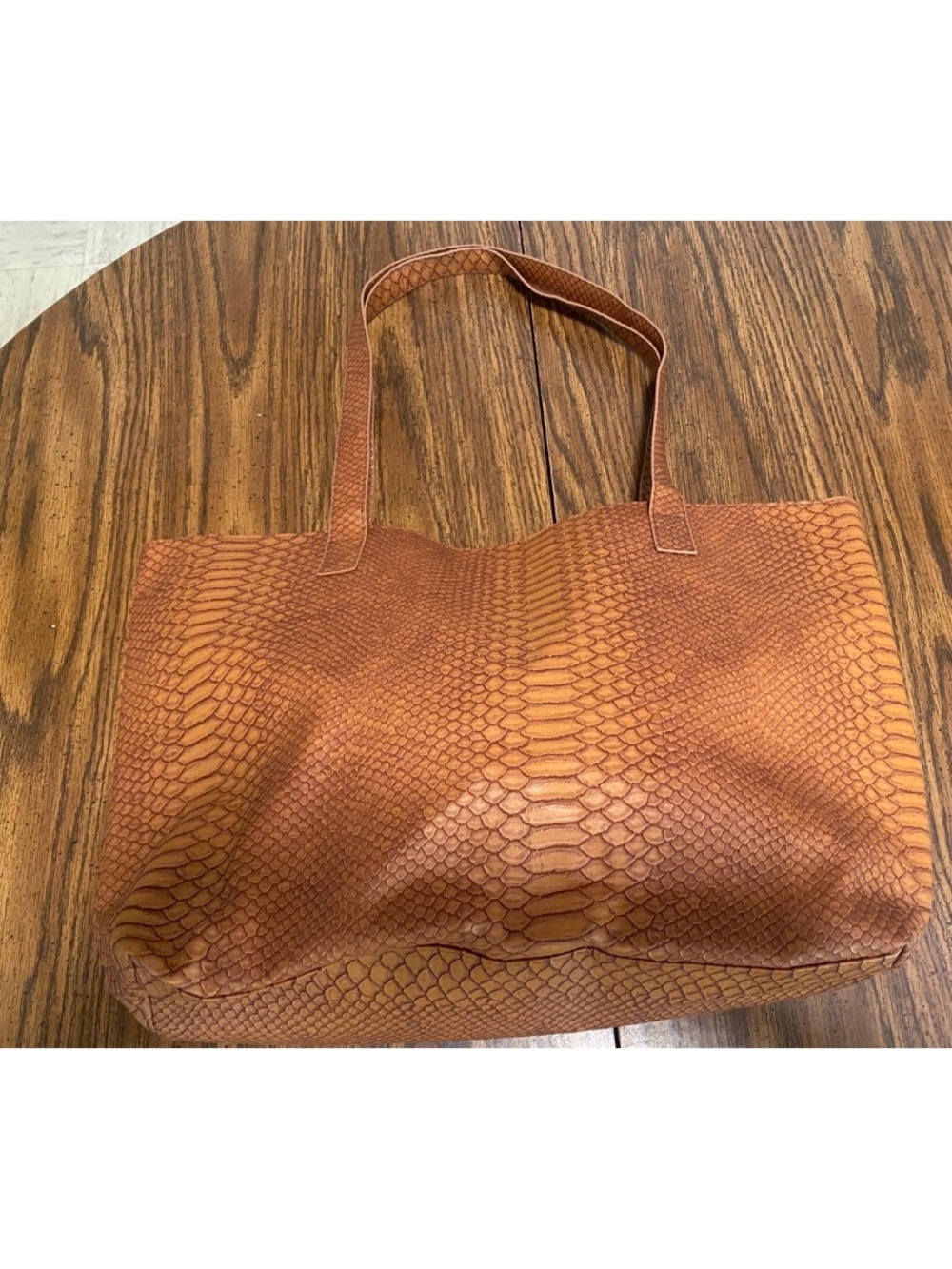 BLOOMINGDALES made exclusively for
Faux Snake-Embossed Tan Tote Bag - Picture 9 of 12